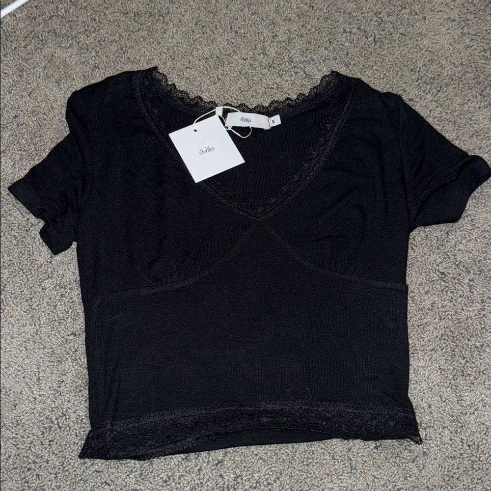 Adika Black Lace Detail Top